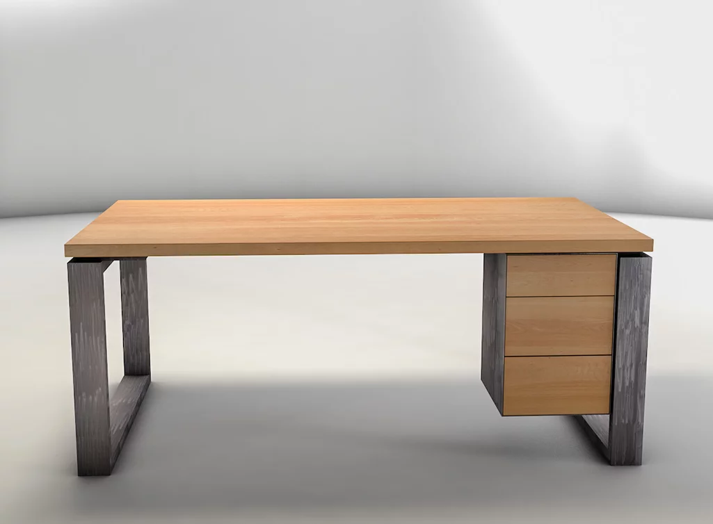 Schreibtisch für Computer wahlweise mit Schubladen Bildschirmständer und Kabelkanal