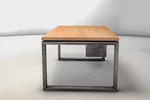 Schreibtisch in Maßanfertigung aus massivem Buchenholz und Stahlkufen gefertigt
