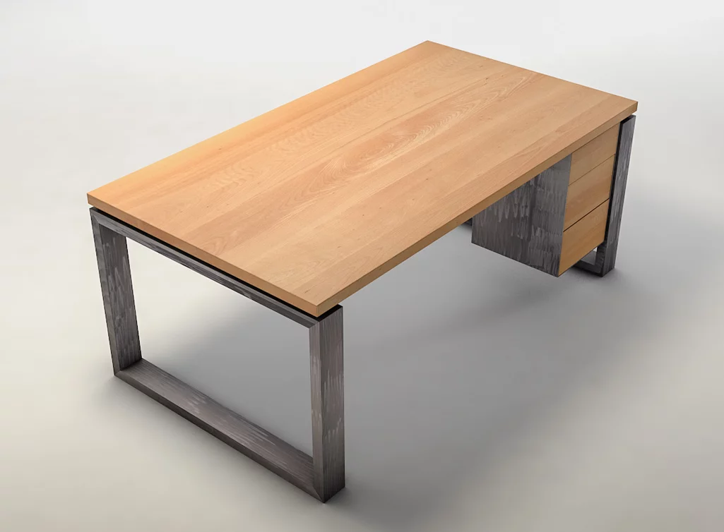 Computertisch aus Echtholz mit massiver Tischplatte in astfreier Qualität LH837-ST