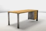 Eichenholz Schreibtisch mit Massivholzplatte und Stahlbeinen - LJ60-ST