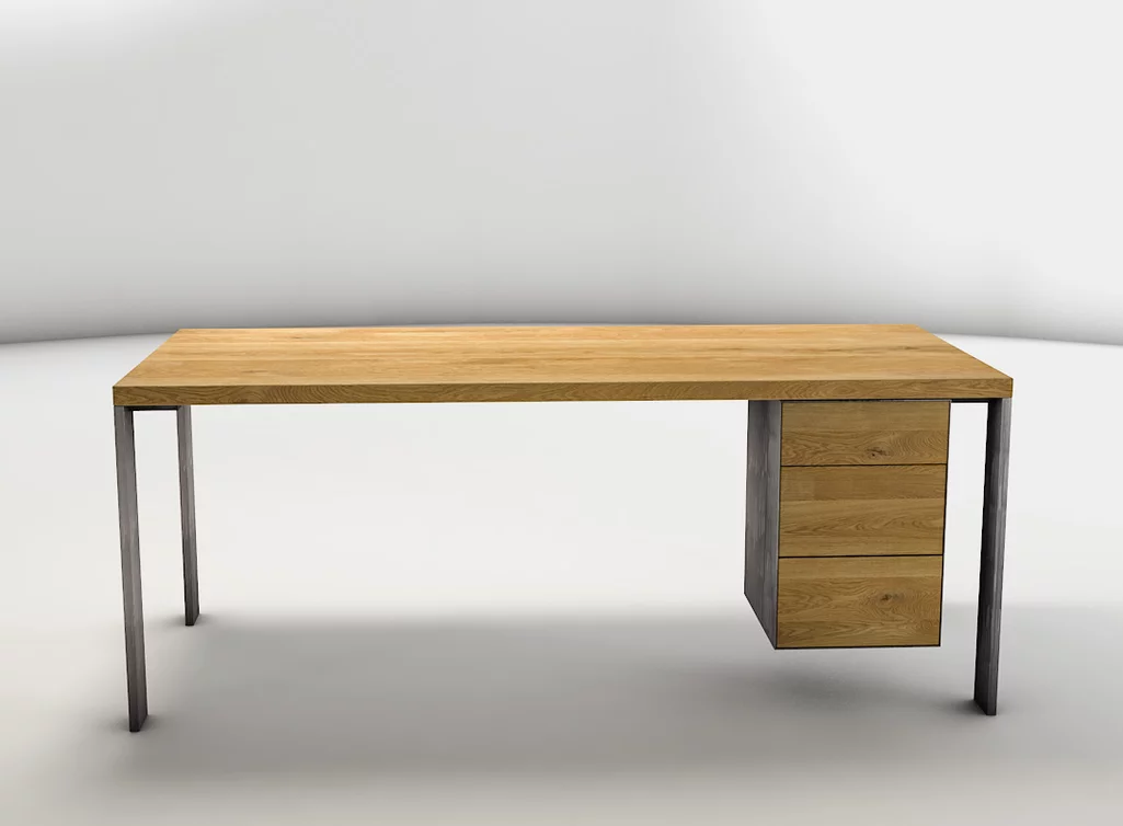 Eiche Schreibtisch mit einer Echtholz Schreibtischplatte nach Maß