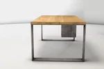 Massivholz Eiche Schreibtisch mit Metallkufen-Gestell aus massivem Stahl gefertigt