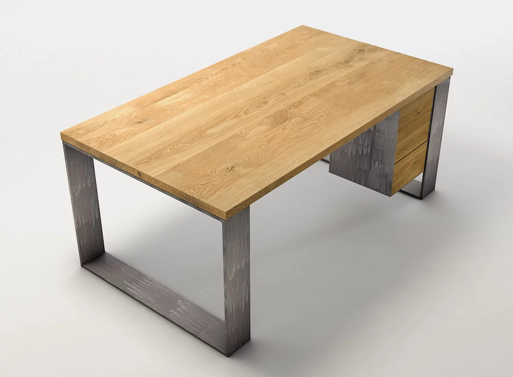 Schreibtisch Asteiche mit charaktervollem Ast- und Splintholzanteil UAL906-ST