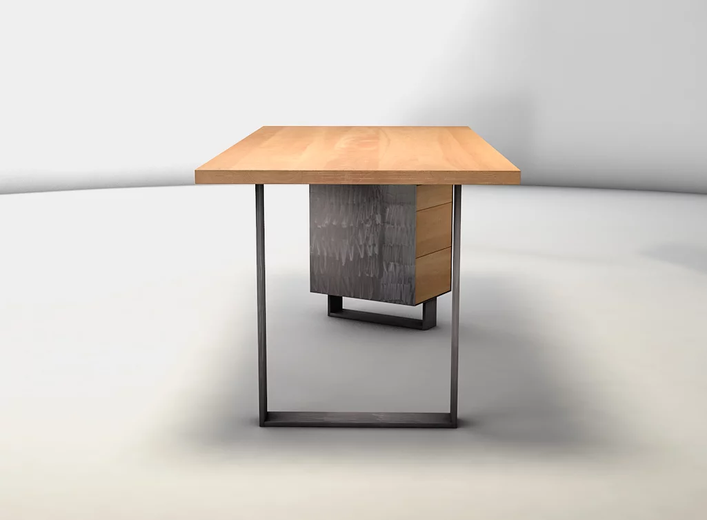 Buchenholz Stauraum Schreibtisch mit 4cm astfreier Massivholz Tischplatte Buchenholz Stauraum Schreibtisch mit 4cm astfreier Massivholz Tischplatte