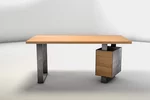 Schreibtisch mit Schubladen und einer Schreibtischplatte nach Maß aus Buche und Stahl