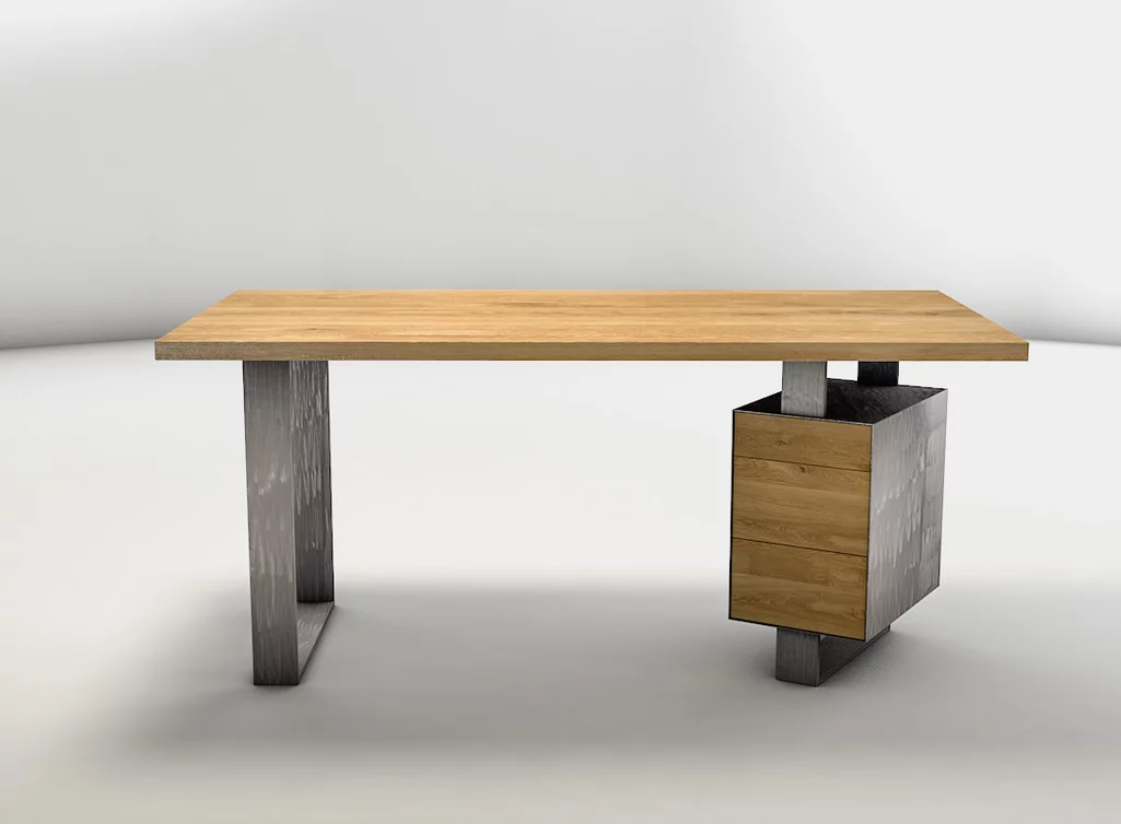 Eichenholz Schreibtisch mit Stauraum nach Maß gefertigt