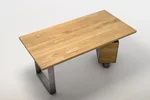Schubladenschreibtisch mit massiver Eiche Tischplatte aus Ast- und Splintholz gefertigt