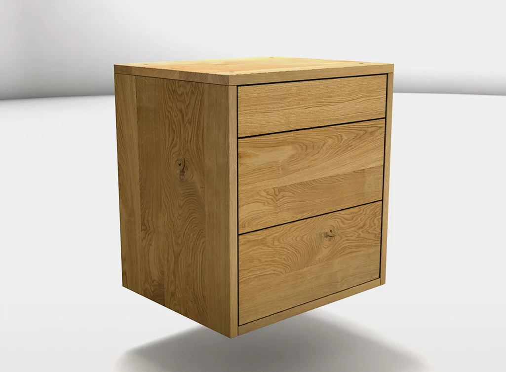 Echtholz Schreibtisch Schubladencontainer mit drei Schubladen auf Maß