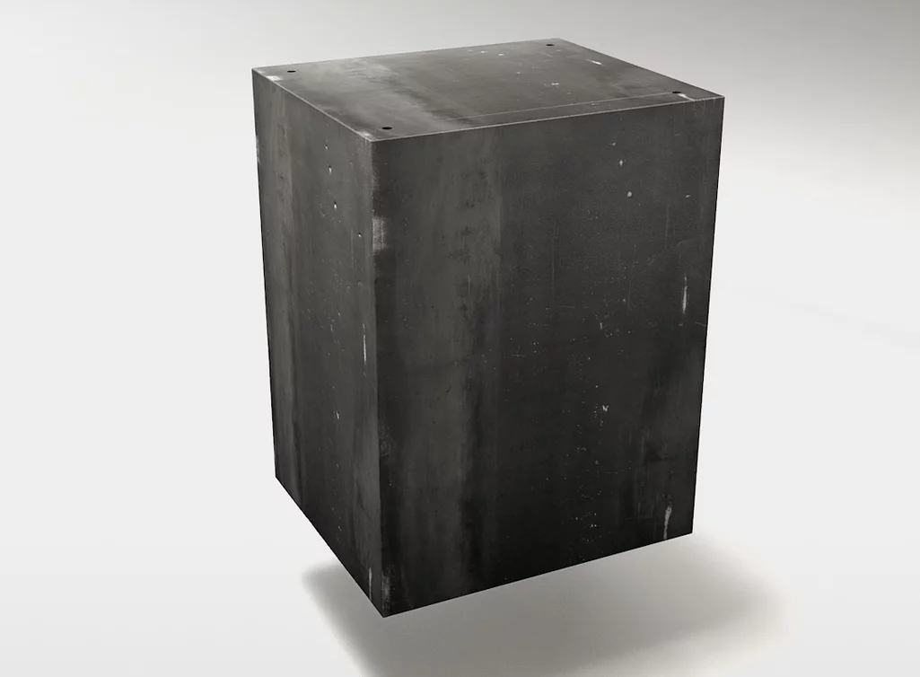 Schubladencontainer aus Metall mit Lochbohrungen für die Montage