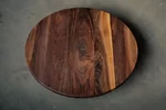 Naturholz Tischplatte rund Nussbaum 4cm mit Ast 80cm Durchmesser