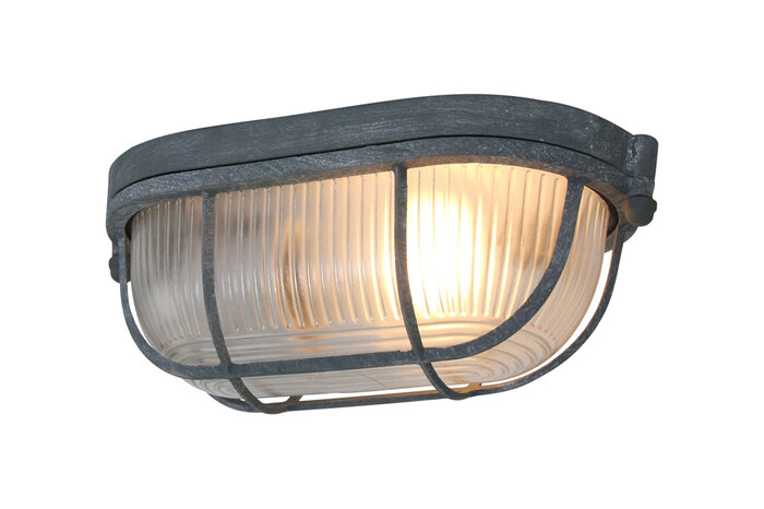 Industriedesign Lampe aus Metall im used Look grau gefertigt.
