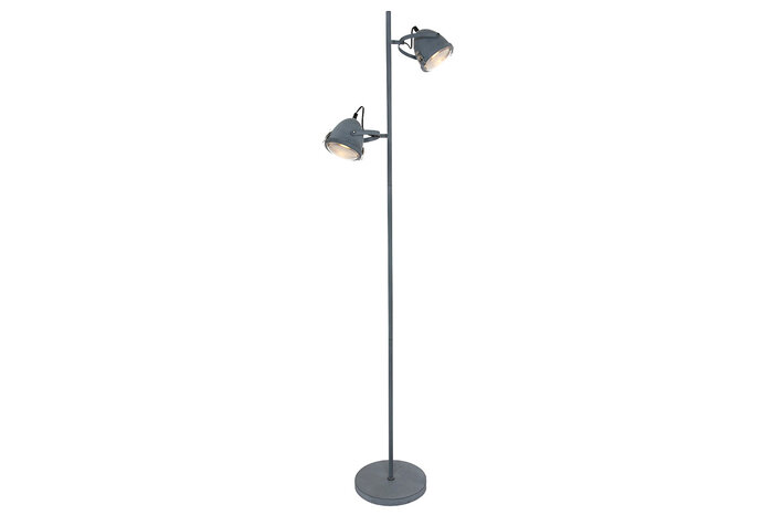 Stehlampe grau aus Metall im Industriedesign Modell SHSG.