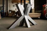 Blankstahl Version Kreuzfuß Tischgestell aus Vierkantrohrstahl
