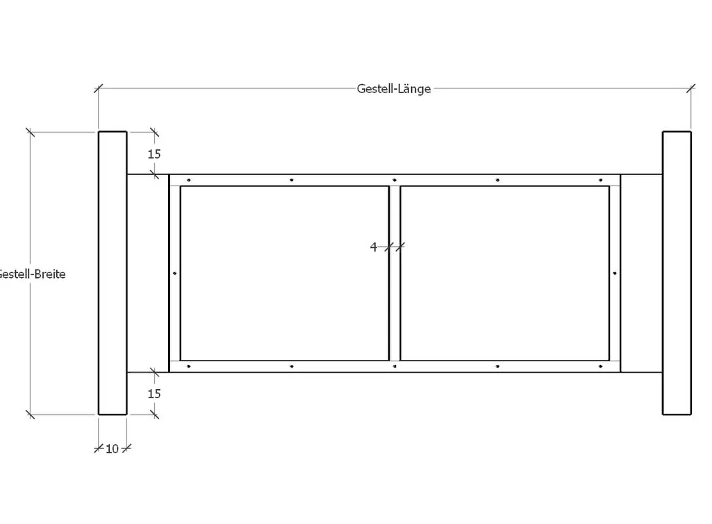 Tischgestell demontierbar und selbsttragend nach Maß in verschiedenen Stahlarten erhältlich