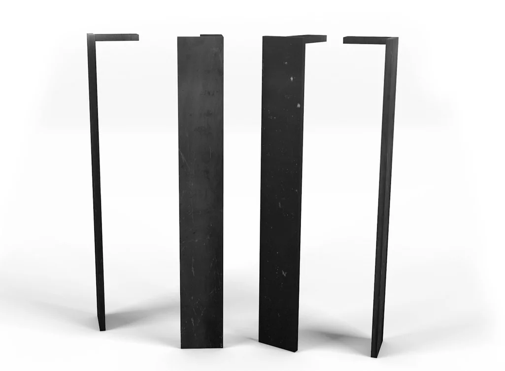 Die vier vollmassiven Metall Tischbeine in voller Pracht präsentiert