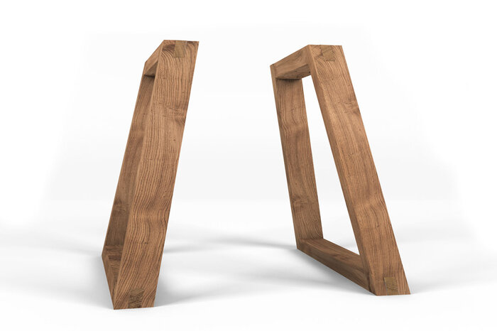 Seitenansicht der Tischkufen aus Holz für den perfekten Überblick.