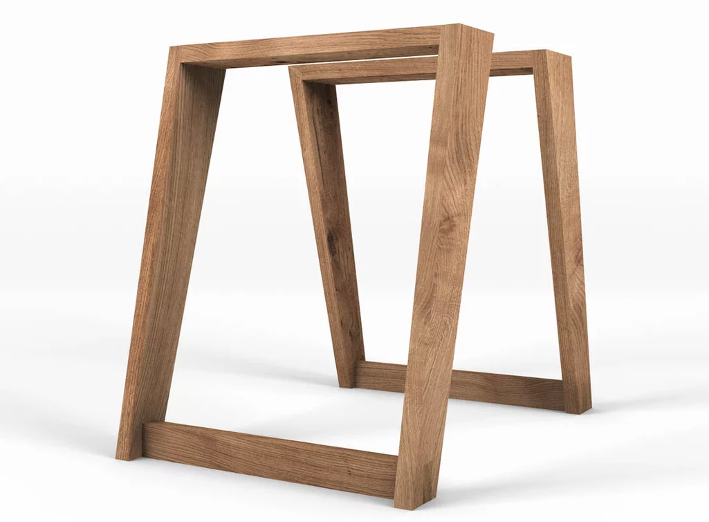 Holztischkufen in frontaler Ansicht in massiver Ausfürhung.