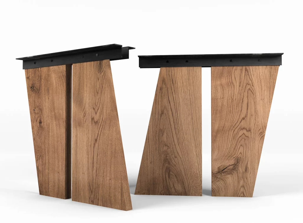 Tischwangen aus Holz vollmassiv schräg nach Maß gefertigt