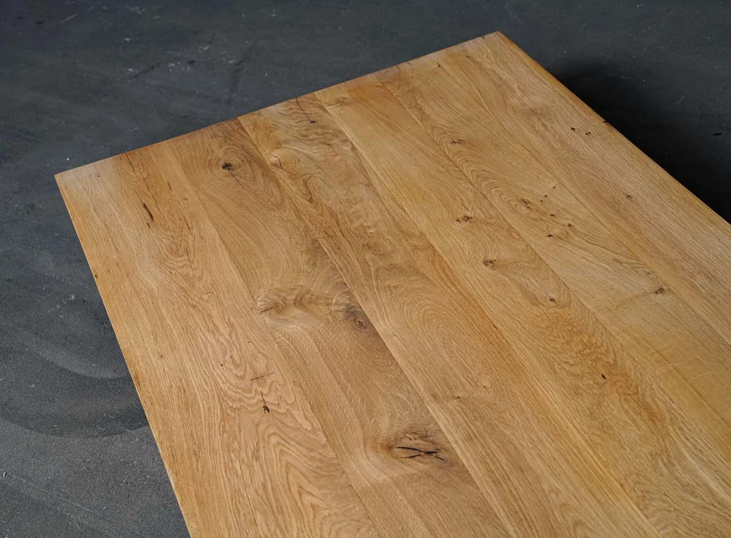 Tischplatte Eiche astig mit Schweizer Kante 150x80cm