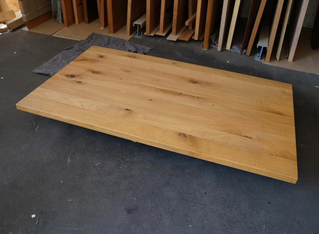 Massive Eiche Tischplatte 166 × 100 cm mit natur geölter Oberfläche und starkem Astanteil