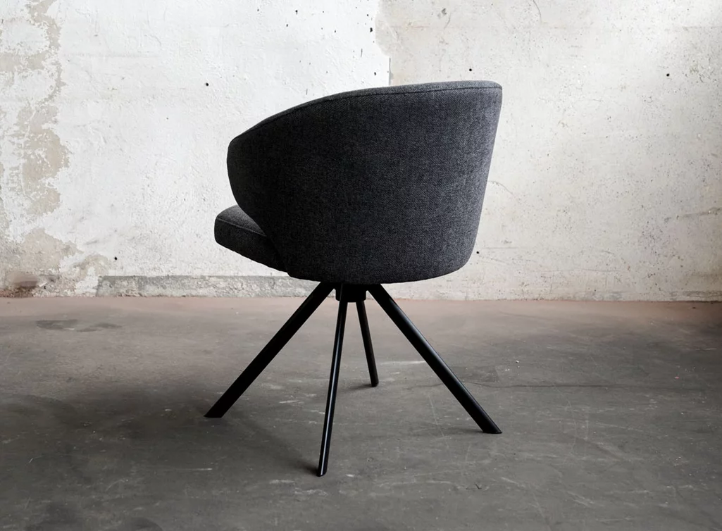 Esstisch Drehstuhl mit Stoff bezogen und einem Metall Gestell