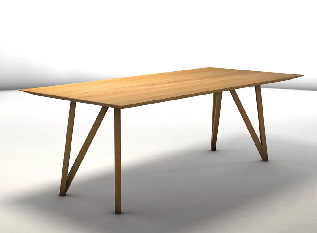 Beispiel Montage: Tischuntergestell Holz mit einer Tischplatte aus Buche 220x100cm