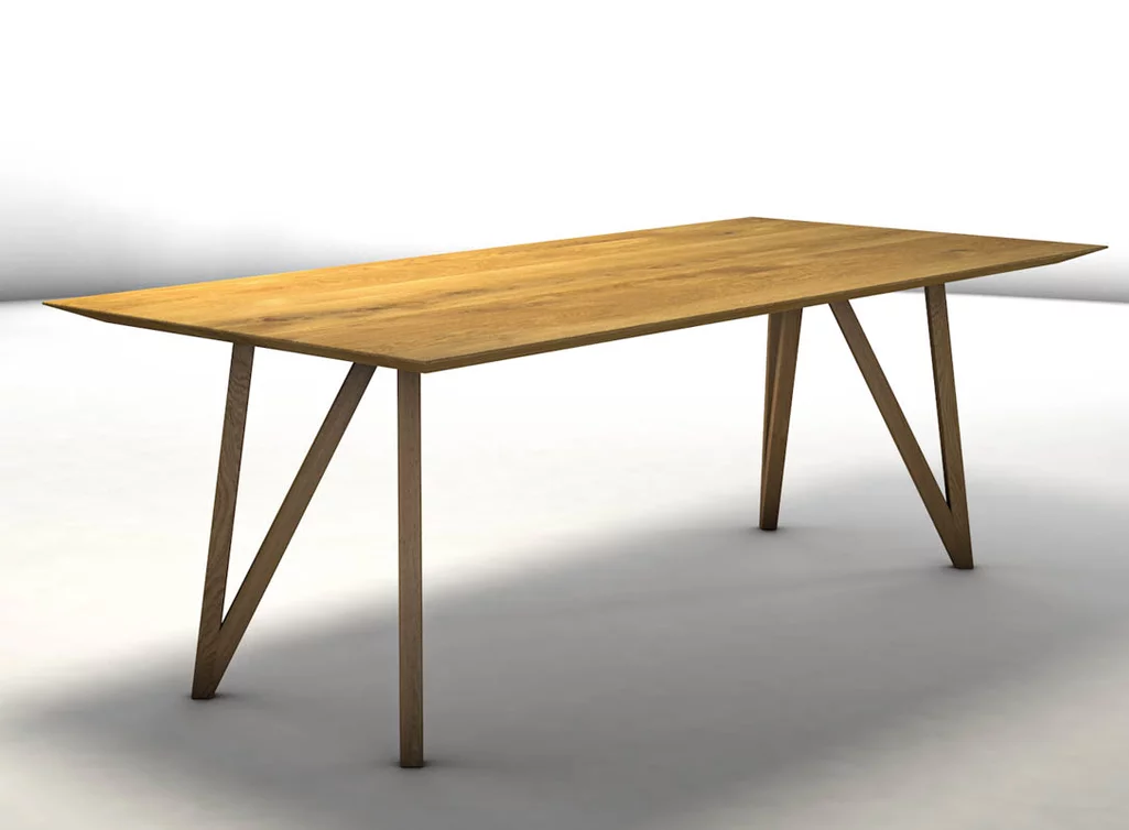 Montagebeispiel: Tischgestell Holz mit einer Eiche Tischplatte in 220x100cm
