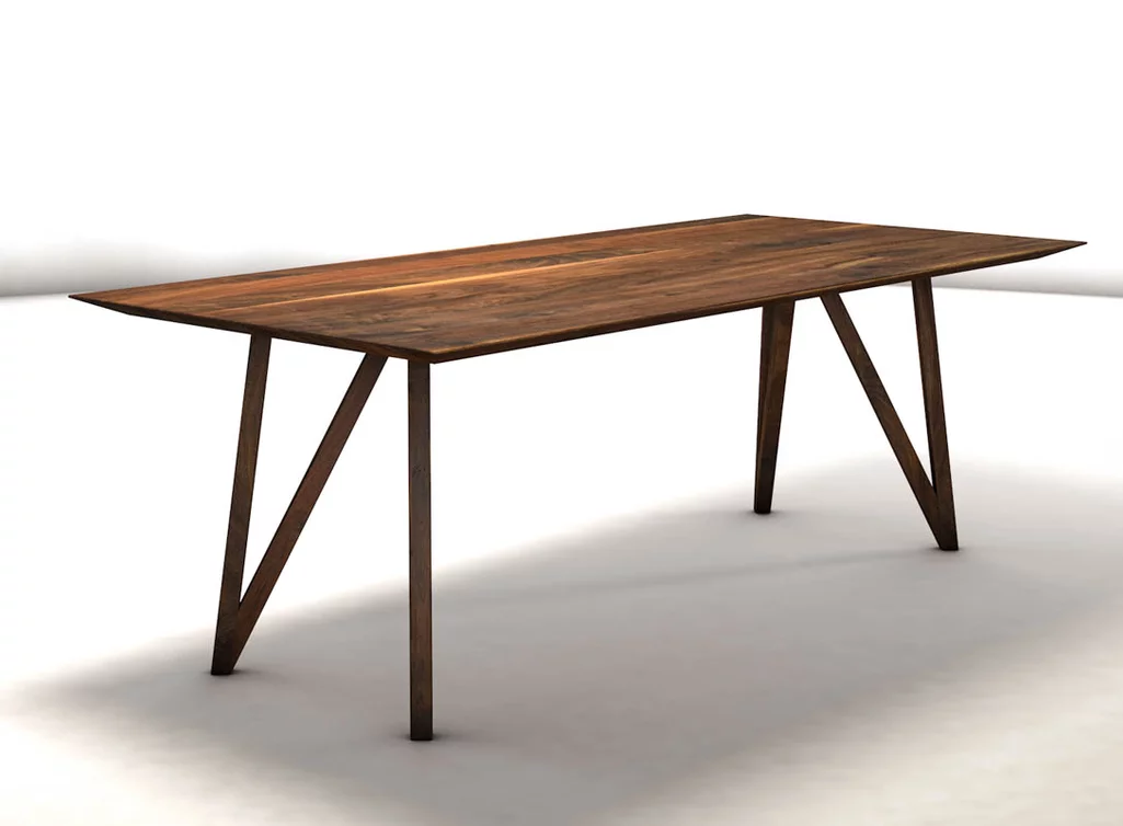 Beispieltisch: Tischgestell Massivholz aus Nussbaum mit einer Platte 220x100cm