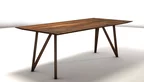 Beispieltisch: Tischgestell Massivholz aus Nussbaum mit einer Platte 220x100cm