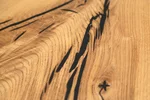 Tisch Holzscheibe aus Eiche massiv in 204cm Länge, Unikat Nr. 303
