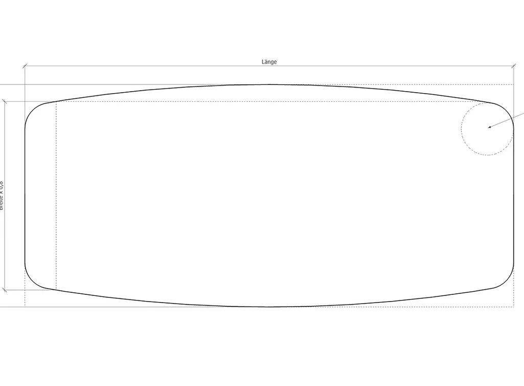 Tischplatte Bootsform Skizze HOLZPILOTEN