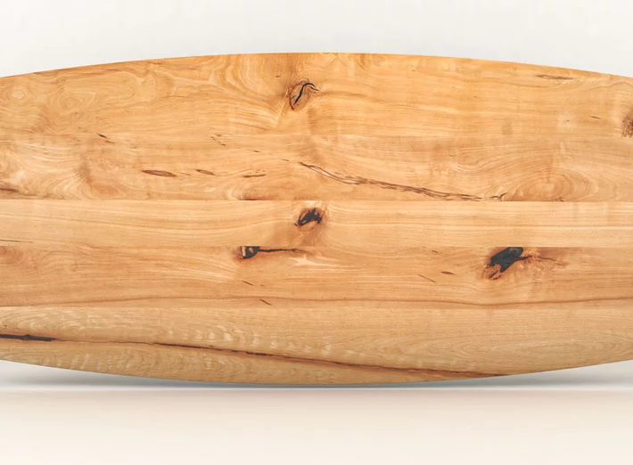 Massivholz Tischplatte Buche in Bootsform nach Maß mit Astanteil