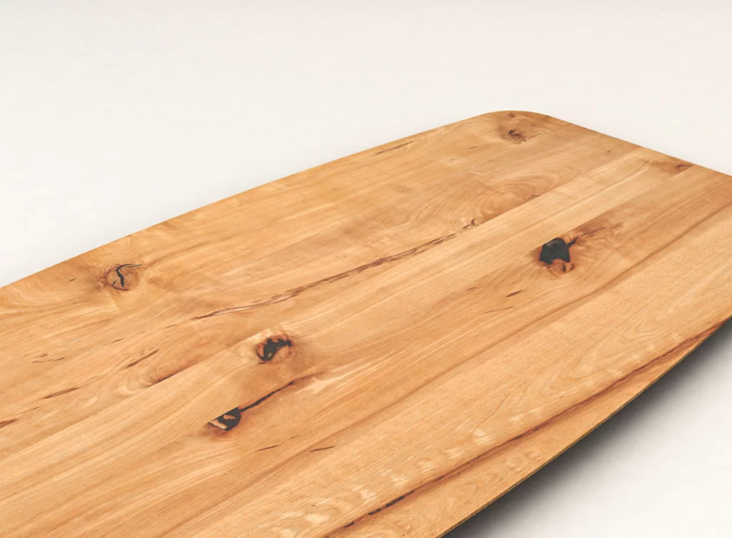 Tischplatte Bootsform aus astiger Buche auf Maß