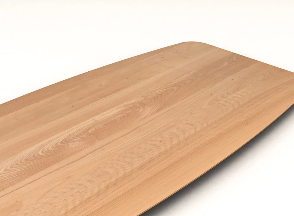 Bootsform Tischplatte aus massiver Buche weitgehend astfrei nach Maß